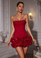 Women's Structured Corset Mini Dress with Voluminous Skirt 5