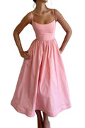 Women's Sweetheart Neckline Midi Dress with Spaghetti Straps 1