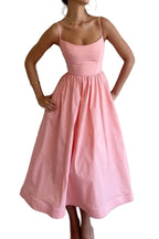 Women's Sweetheart Neckline Midi Dress with Spaghetti Straps 1