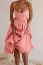 Women's Sweetheart Neckline Midi Dress with Spaghetti Straps 2