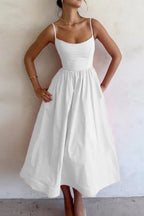 Women's Sweetheart Neckline Midi Dress with Spaghetti Straps 3