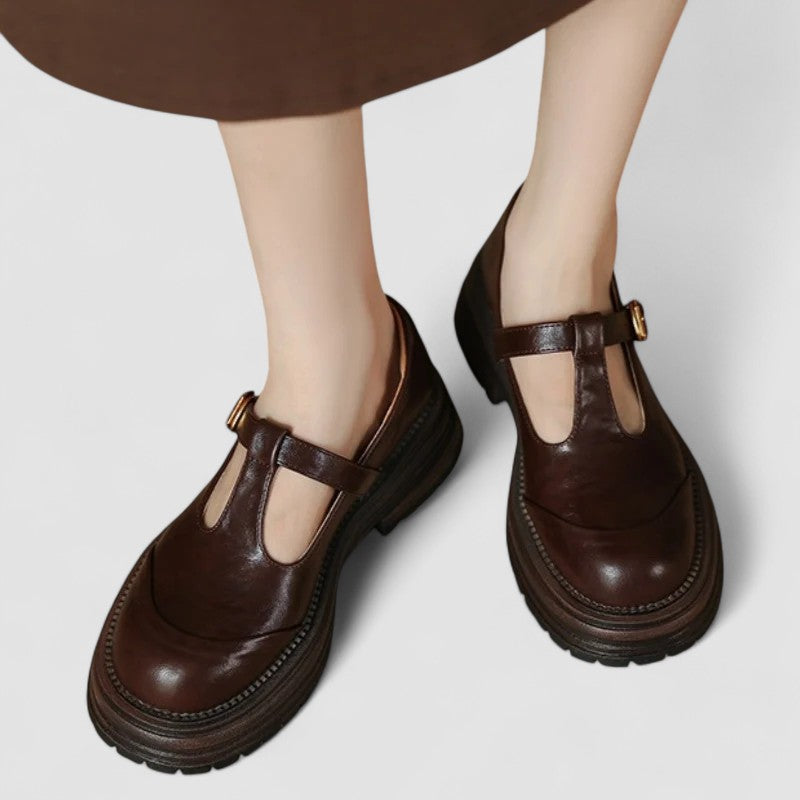 Women's T-Bar Mary Jane Shoes with Chunky Platform Sole 1
