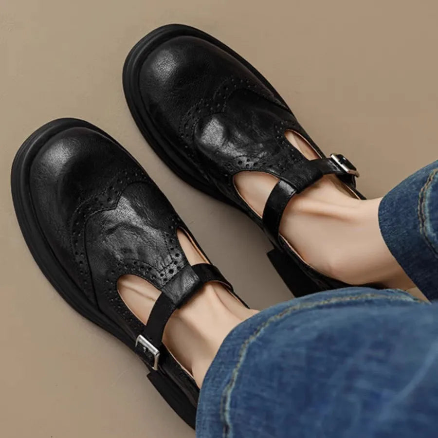Women's T-Strap Mary Jane Shoes with Buckle Closure 2