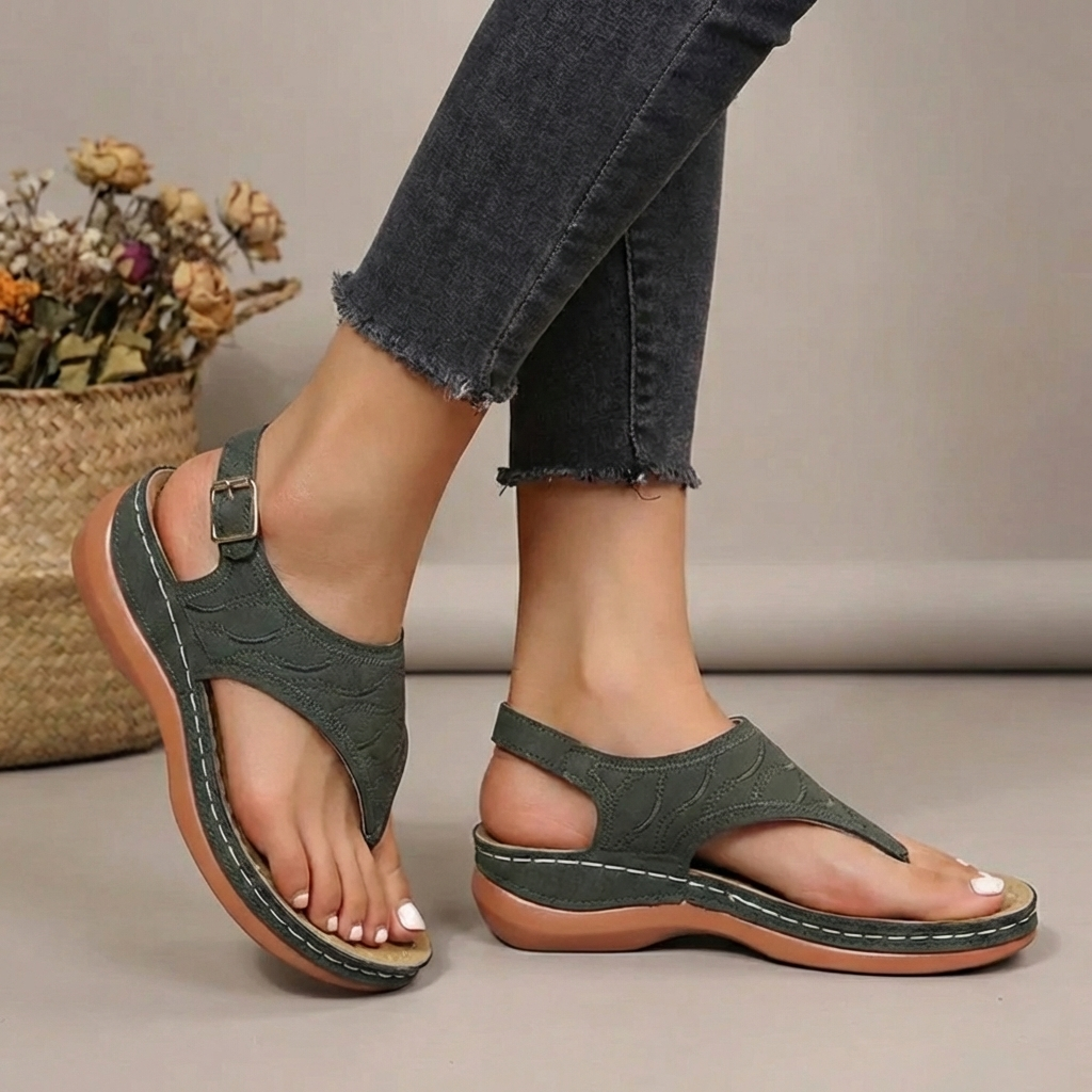 Women's Thong Sandals with Contoured Footbed and Adjustable Ankle Strap 1