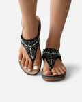 Women's Thong Sandals with Rhinestone Embellished Strap 1