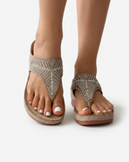 Women's Thong Sandals with Rhinestone Embellished Strap 2