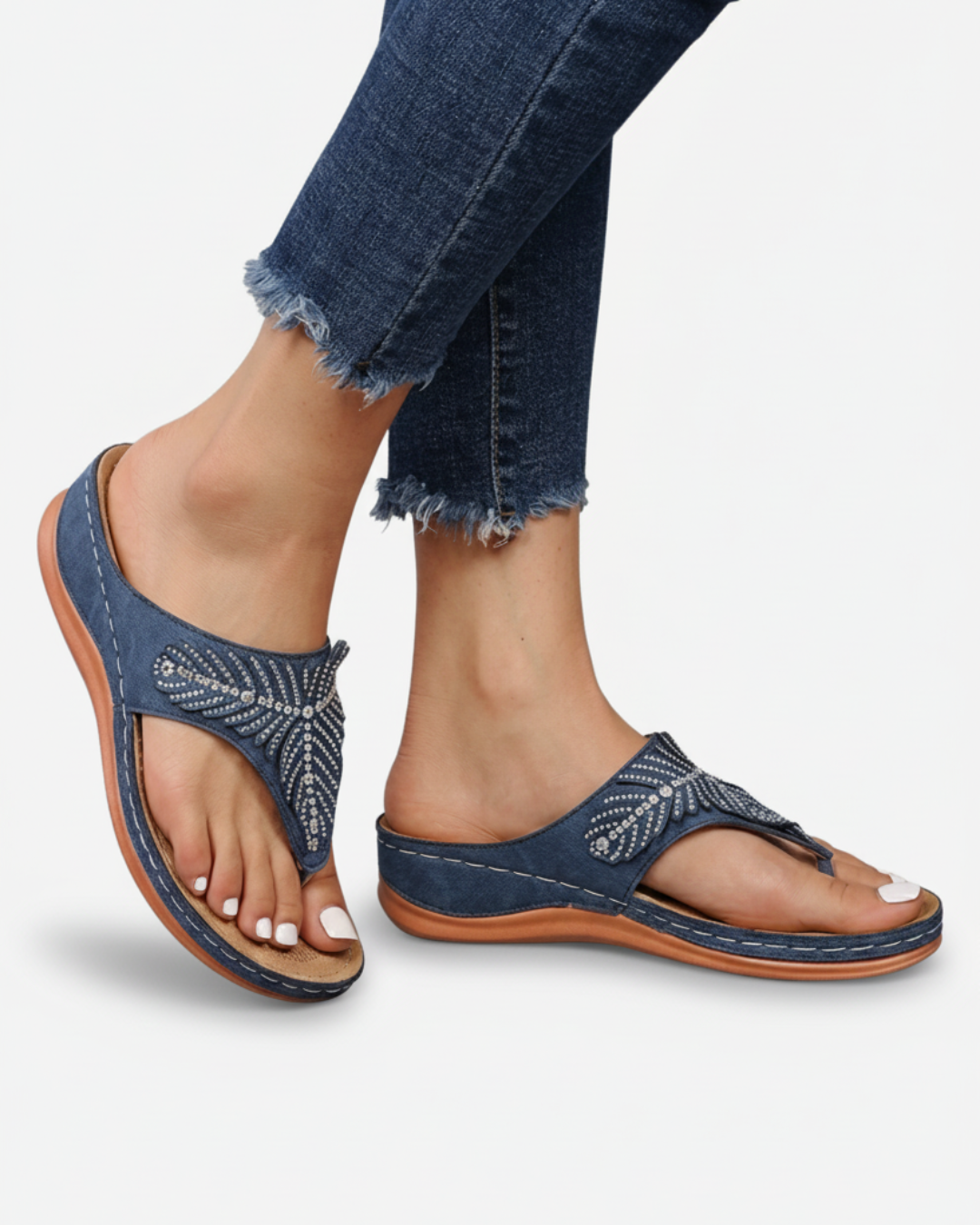 Women's Thong Sandals with Rhinestone Embellished Strap 4