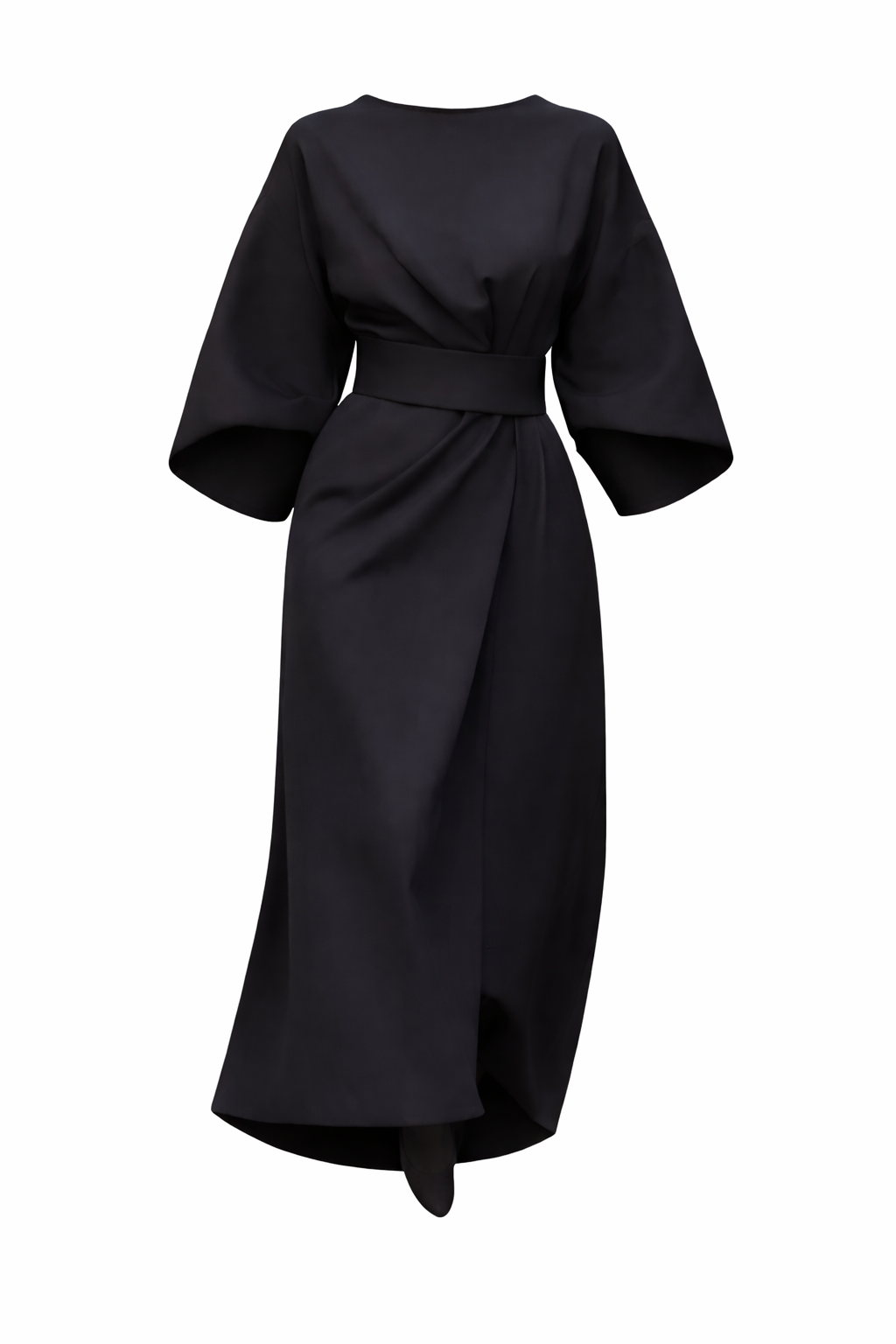 Women's Three-Quarter Sleeve Wrap Dress with Wide Belt 3
