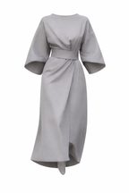 Women's Three-Quarter Sleeve Wrap Dress with Wide Belt 4