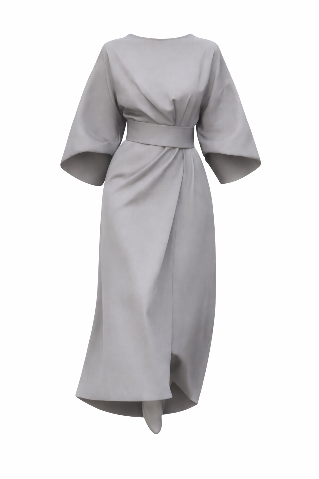 Women's Three-Quarter Sleeve Wrap Dress with Wide Belt 4