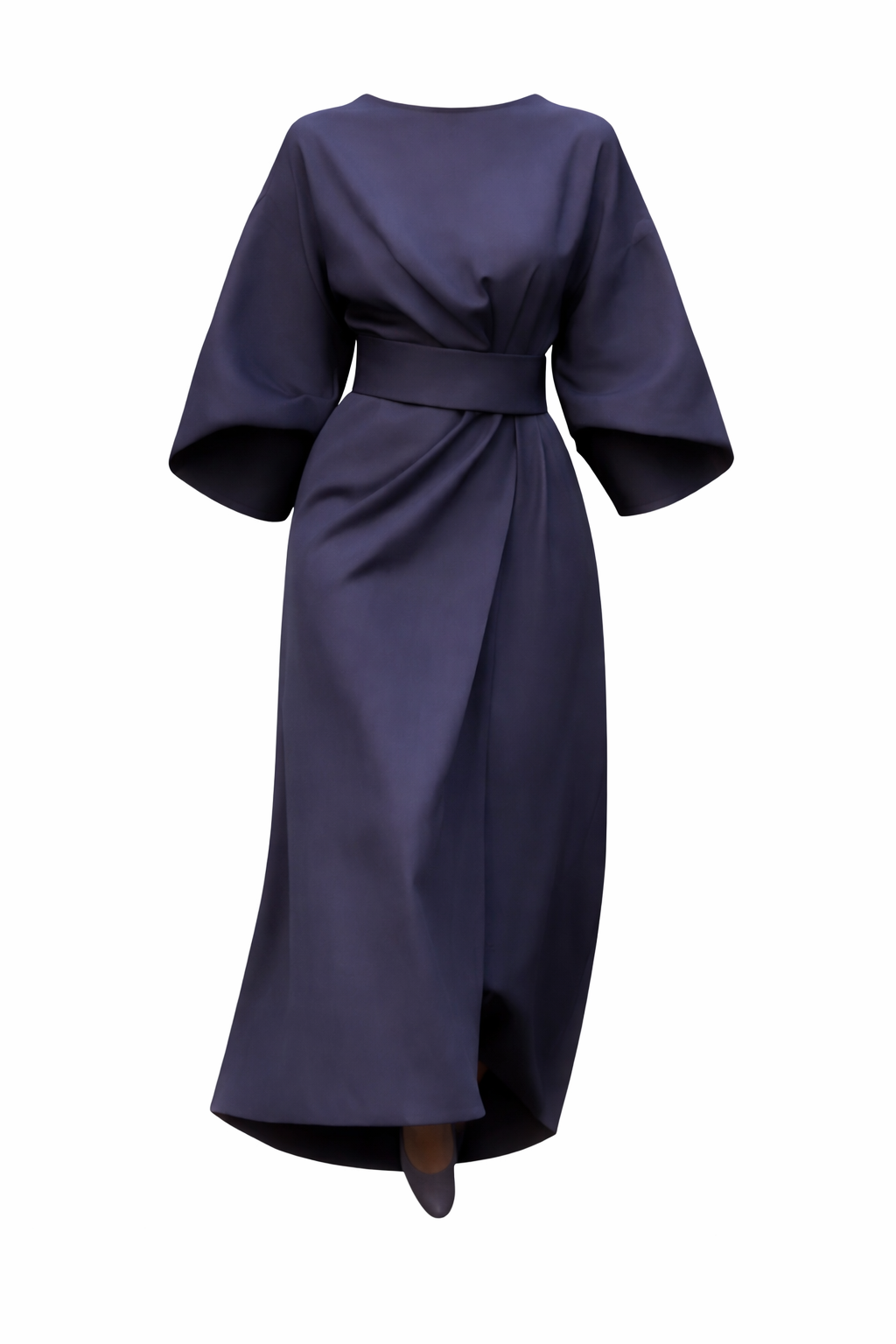 Women's Three-Quarter Sleeve Wrap Dress with Wide Belt 5