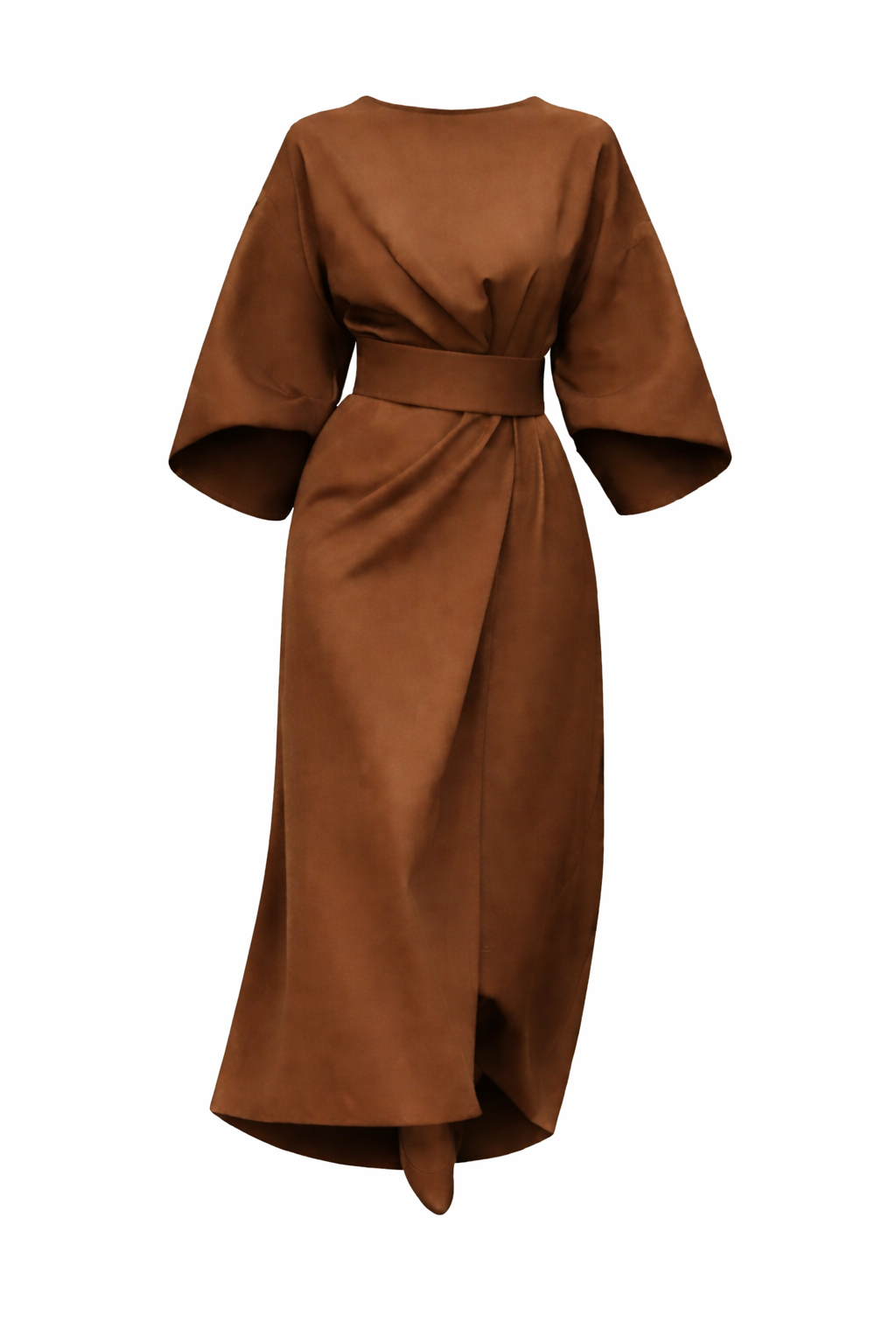 Women's Three-Quarter Sleeve Wrap Dress with Wide Belt 6