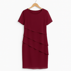 Women's Tiered Chiffon Midi Dress with Layered Hem 2