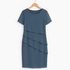 Women's Tiered Chiffon Midi Dress with Layered Hem 4