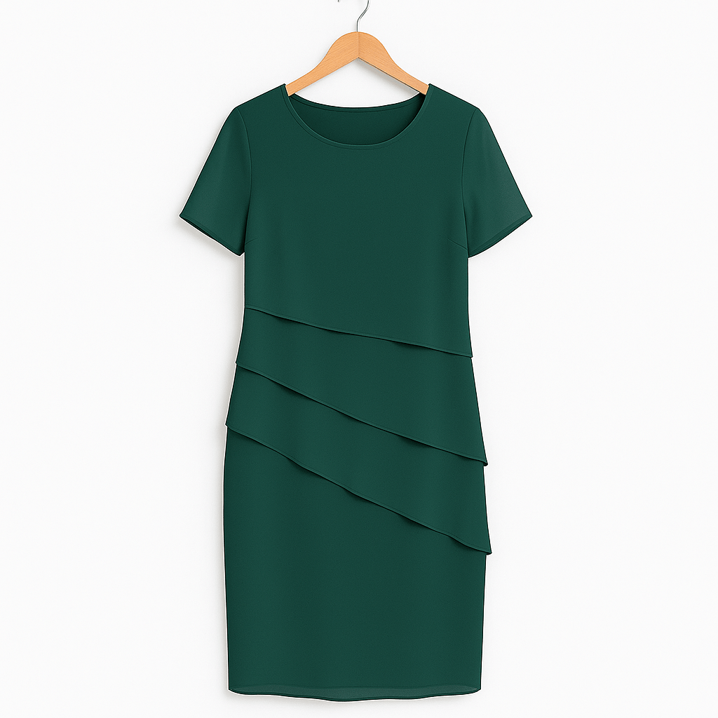 Women's Tiered Chiffon Midi Dress with Layered Hem 6