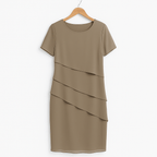 Women's Tiered Chiffon Midi Dress with Layered Hem 8