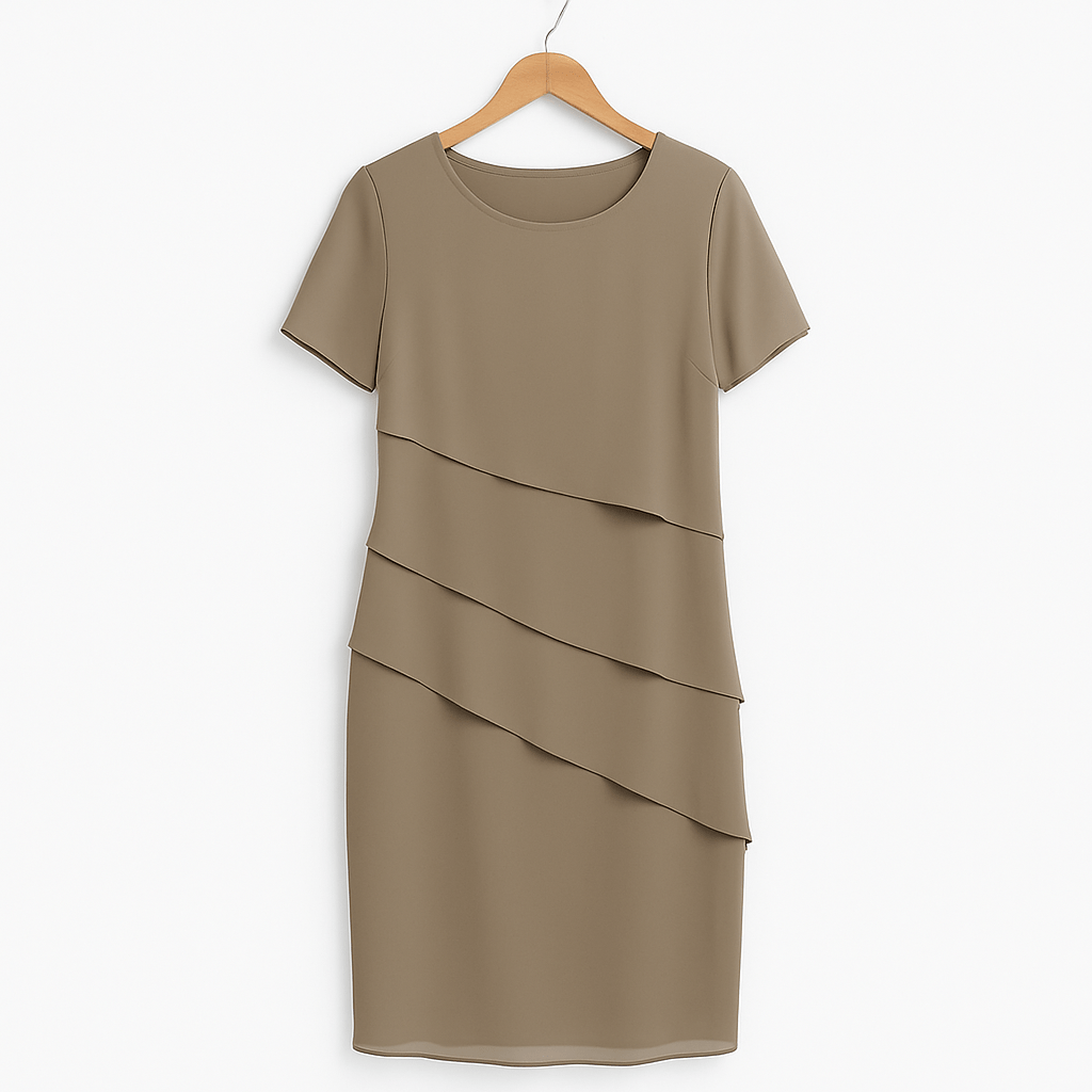 Women's Tiered Chiffon Midi Dress with Layered Hem 8