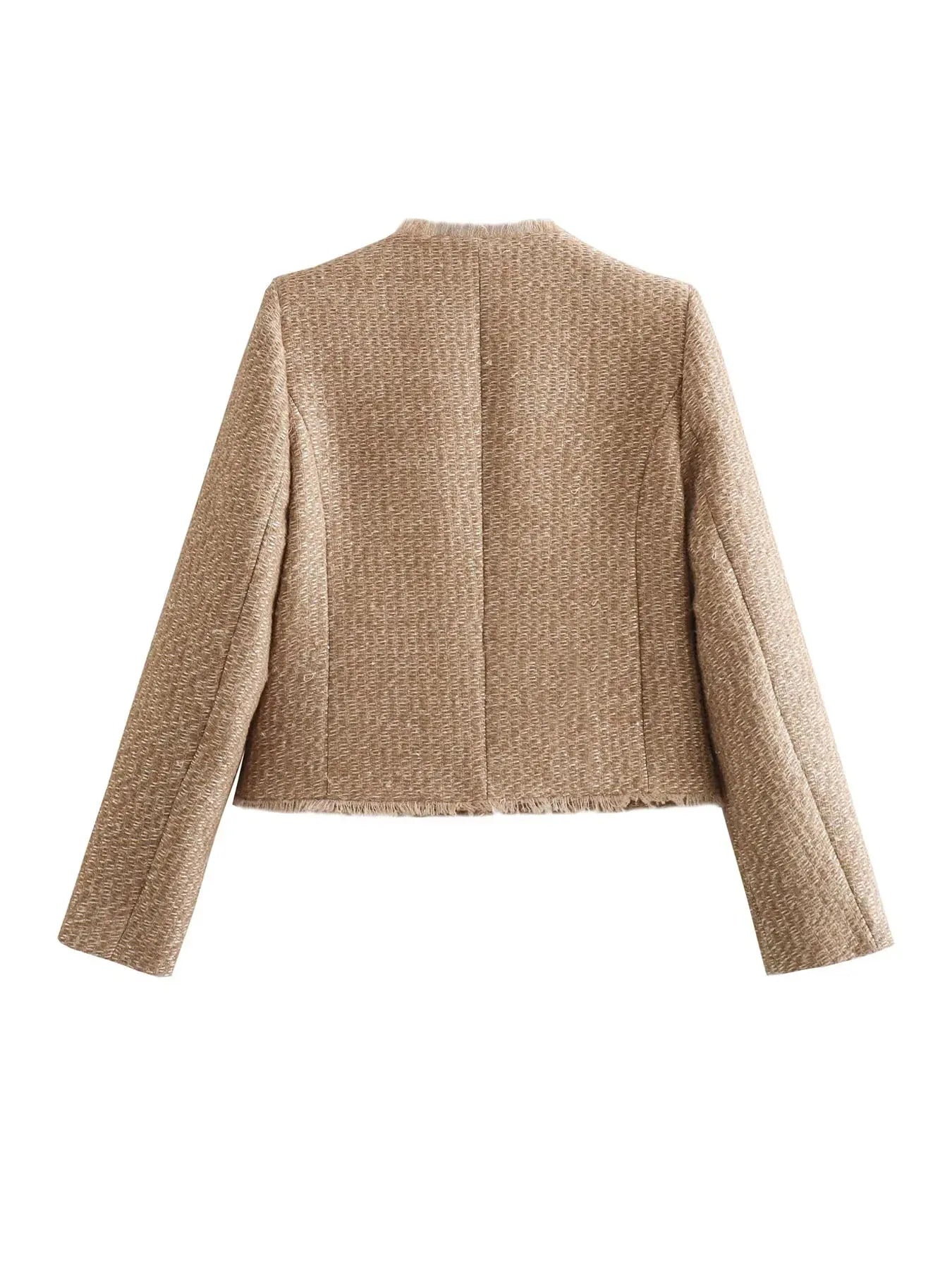 Women's Tweed Blazer with Tailored Fit and Structured Design 3