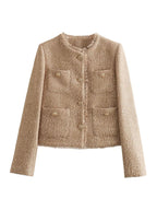 Women's Tweed Blazer with Tailored Fit and Structured Design 5