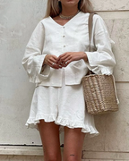 Women's Two-Piece Co-Ord Set with Blouse and High-Waist Shorts 2