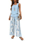 Women's Two Piece Set Sleeveless Top and Wide Leg Pants 1
