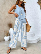 Women's Two Piece Set Sleeveless Top and Wide Leg Pants 2