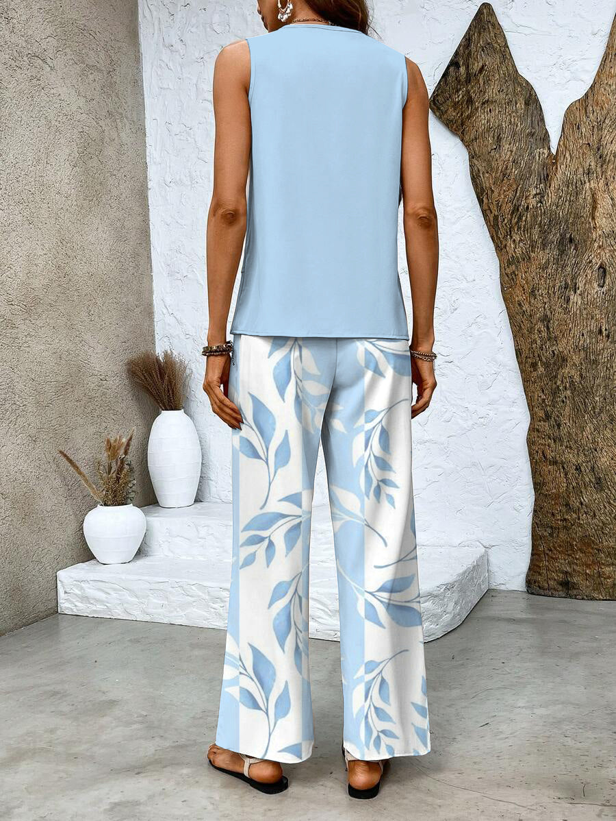 Women's Two Piece Set Sleeveless Top and Wide Leg Pants 3
