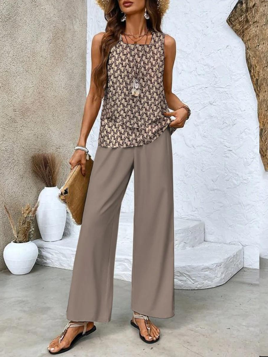 Women's Two Piece Set Sleeveless Top and Wide Leg Pants 8