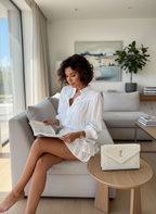 Women's Two-Piece Set with Button Front Blouse and Drawstring Mini Skirt 3
