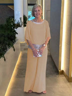 Women's Two-Piece Set with Draped Top and Wide-Leg Pants 8