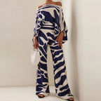Women's Two-Piece Set with Off-Shoulder Top and Wide Leg Pants 10
