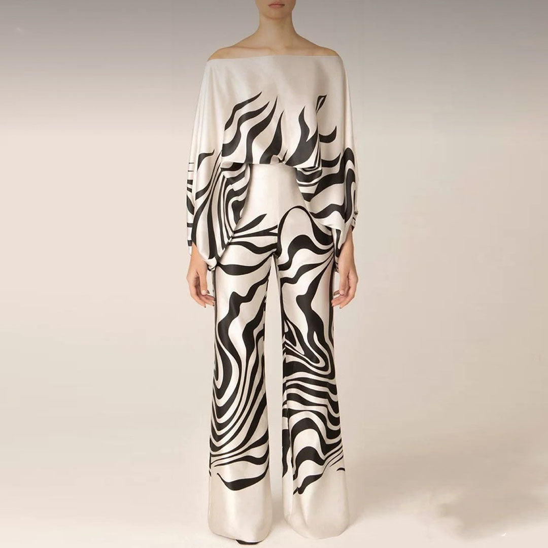 Women's Two-Piece Set with Off-Shoulder Top and Wide Leg Pants 6