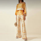 Women's Two-Piece Set with Off-Shoulder Top and Wide Leg Pants 9