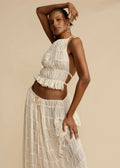 Women's Two Piece Set with Ruffled Halter Top and Maxi Skirt 2