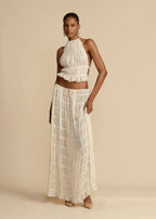 Women's Two Piece Set with Ruffled Halter Top and Maxi Skirt 3