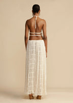 Women's Two Piece Set with Ruffled Halter Top and Maxi Skirt 5