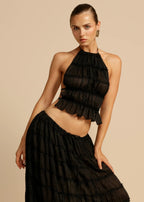 Women's Two Piece Set with Ruffled Halter Top and Maxi Skirt 9