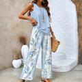 Women's Two-Piece Set with Sleeveless Layered Top and Wide-Leg Pants 1
