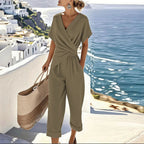 Women's Two-Piece Set with Wrap Top and Cropped Pants 3
