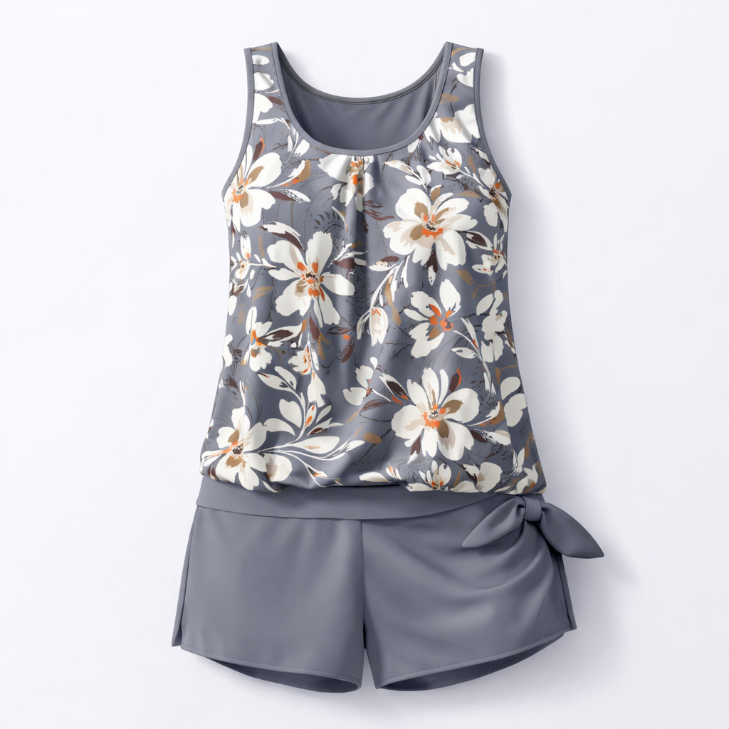 Women's Two-Piece Tankini Swimsuit with Stiffened Cups and Adjustable Straps 1