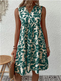 Women's V-Neck A-Line Dress with Floral Print 1