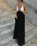 Women's V-Neck Colourblock Midi Dress 11