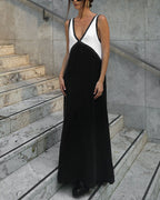 Women's V-Neck Colourblock Midi Dress 14