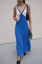 Women's V-Neck Colourblock Midi Dress 15