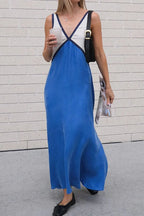 Women's V-Neck Colourblock Midi Dress 16