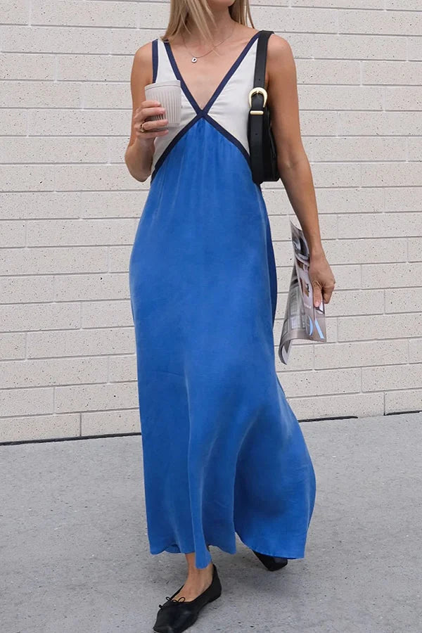 Women's V-Neck Colourblock Midi Dress 16