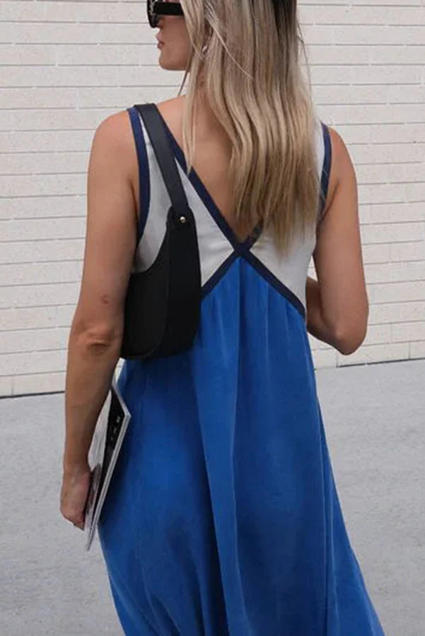 Women's V-Neck Colourblock Midi Dress 18