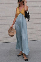 Women's V-Neck Colourblock Midi Dress 19