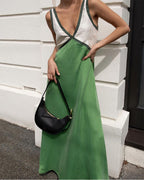 Women's V-Neck Colourblock Midi Dress 2