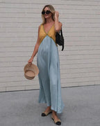 Women's V-Neck Colourblock Midi Dress 20